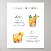 Modern Elegant Script Signature Drinken Cocktail Poster (Voorkant)