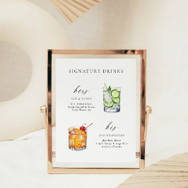 Modern Elegant Script Signature Drinken Cocktail Poster