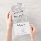 Modern Elegant Script Simple Minimal Photo Wedding All In One Uitnodiging (Afscheurbaar)