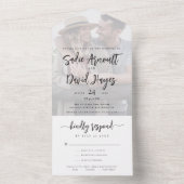 Modern Elegant Script Simple Minimal Photo Wedding All In One Uitnodiging (Binnen)