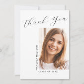 Modern Elegant Script Simple Photo Afstuderen Bedankkaart (Voorkant)