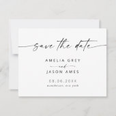 Modern elegant script slaat de datumgegevens op notitiekaartje (Voorkant)