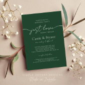Modern Elegant Script Smaragd Groen Bruiloft Kaart