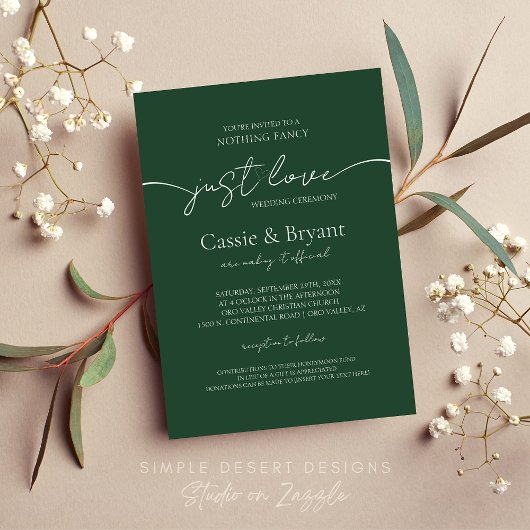 Modern Elegant Script Smaragd Groen Bruiloft Kaart