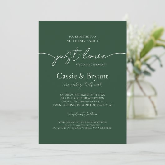 Modern Elegant Script Smaragd Groen Bruiloft Kaart (Staand voorkant)
