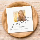 Modern Elegant Script Square Foto Afstuderen Servet