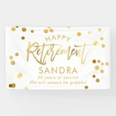 Modern elegant script stijlvolle Gold Retirement Spandoek (Horizontaal)