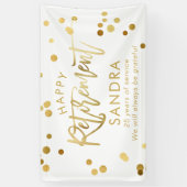 Modern elegant script stijlvolle Gold Retirement Spandoek (Verticaal)