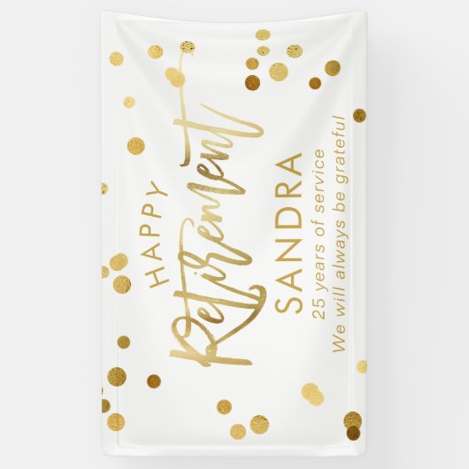 Modern elegant script stijlvolle Gold Retirement Spandoek (Verticaal)