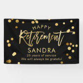 Modern elegant script stijlvolle Gold Retirement Spandoek (Horizontaal)