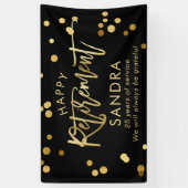 Modern elegant script stijlvolle Gold Retirement Spandoek (Verticaal)