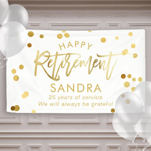 Modern elegant script stijlvolle Gold Retirement Spandoek