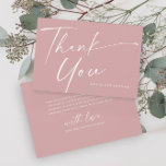 Modern Elegant Script Stoffig Roze Meisjes Doop Bedankkaart<br><div class="desc">Modern Elegant Script Stoffig Roze Meisjes Doop Dank je Kaart. Klik op de personaliseerknop om dit ontwerp aan te passen met uw gegevens. Als u de achtergrondkleuren en -lettertypen wilt wijzigen, klikt u op de knop Dit ontwerp verder bewerken voor meer opties. Dit is onderdeel van een groter doopsel collectie....</div>