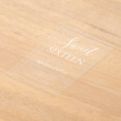 Modern Elegant Script Sweet 16 Acryl Uitnodigingen (Laagn)