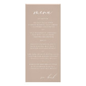 Modern Elegant Script Taupe Bruiloft Menu (Voorkant)