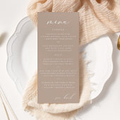 Modern Elegant Script Taupe Bruiloft Menu