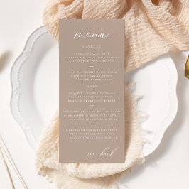 Modern Elegant Script Taupe Bruiloft Menu
