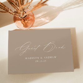 Modern Elegant Script Taupe Photo Wedding Gastenboek