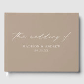 Modern Elegant Script Taupe Wedding Gastenboek (Voorkant)