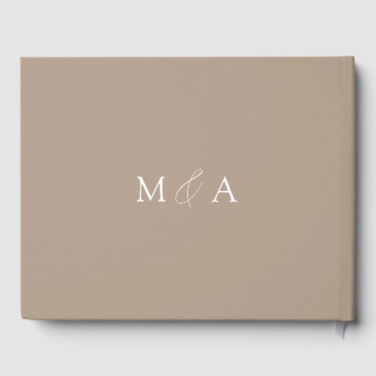 Modern Elegant Script Taupe Wedding Gastenboek (Achterkant)