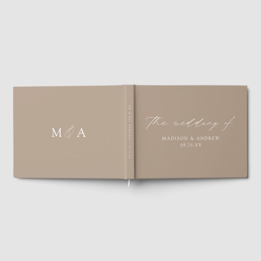 Modern Elegant Script Taupe Wedding Gastenboek (Volledig)