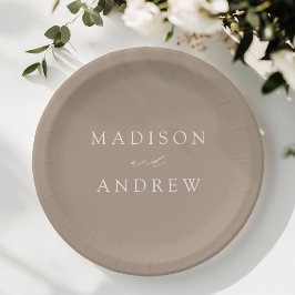 Modern Elegant Script Taupe Wedding Papieren Bordje