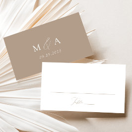 Modern Elegant Script Taupe Wedding Plaatskaartje