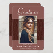 Modern | Elegant Script Terracotta 1 Photo Afstude Aankondiging (Voorkant / Achterkant)