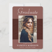 Modern | Elegant Script Terracotta 1 Photo Afstude Aankondiging (Voorkant)