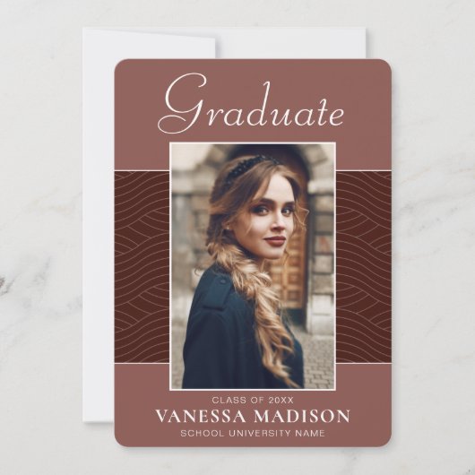 Modern | Elegant Script Terracotta 1 Photo Afstude Aankondiging (Voorkant)