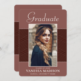 Modern | Elegant Script Terracotta 1 Photo Afstude Aankondiging