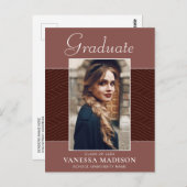 Modern | Elegant Script Terracotta 1 Photo Afstude Briefkaart (Voorkant / Achterkant)