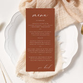 Modern Elegant Script Terracotta Bruiloft Menu