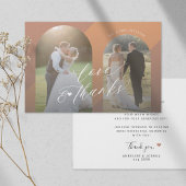 Modern elegant script terracotta foto bruiloft bedankkaart