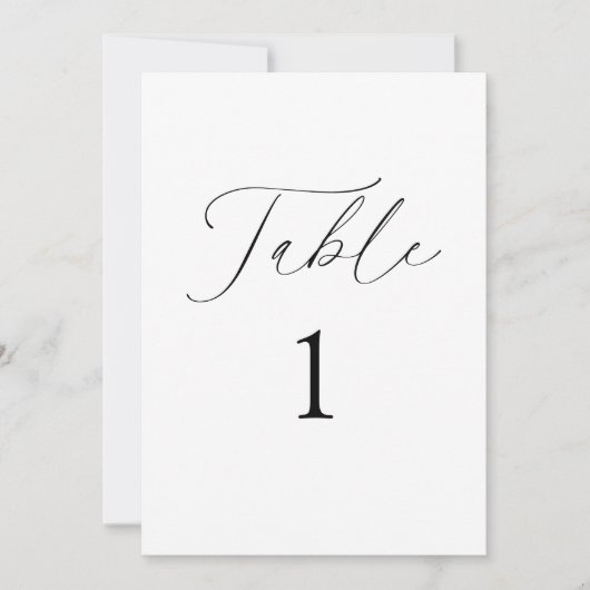 Modern Elegant Script Trouwtafel Nummer Kaart (Voorkant)