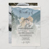 Modern Elegant Script Two Photo Wedding Kaart (Voorkant / Achterkant)