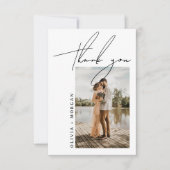 Modern Elegant Script Typography Photo Wedding Bedankkaart (Voorkant)