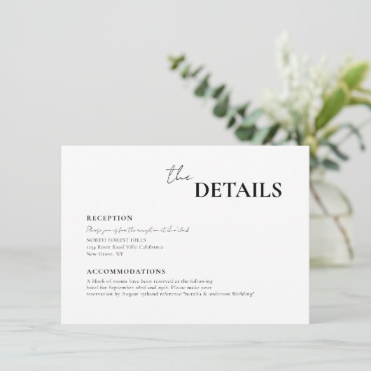 Modern Elegant Script Typography Wedding Informatiekaartje (Staand voorkant)