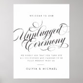 Modern Elegant Script Unplugged Trouwbord Poster (Voorkant)