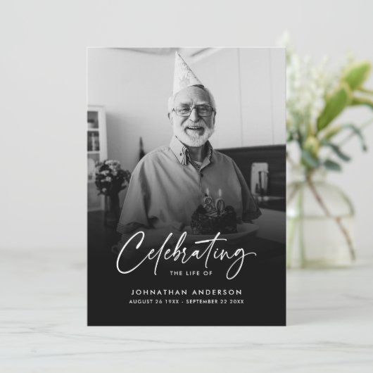 Modern Elegant Script Viering van het leven begraf Programmakaart (Staand voorkant)