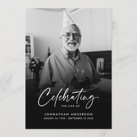 Modern Elegant Script Viering van het leven begraf Programmakaart (Voorkant)