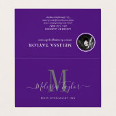 Modern Elegant Script Violet Folded Visitekaartje (Buitenkant ongevouwen)