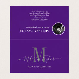 Modern Elegant Script Violet Folded Visitekaartje