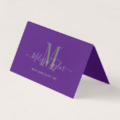 Modern Elegant Script Violet Folded Visitekaartje (Voorkant)