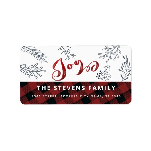 Modern elegant script vreugde winter botanische kl etiket (Voorkant)