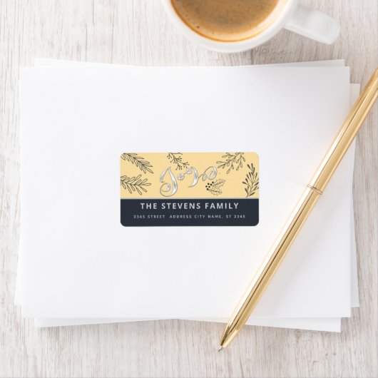 Modern elegant script vreugde winter botanische kl etiket (Insitu)