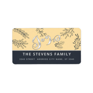 Modern elegant script vreugde winter botanische kl etiket