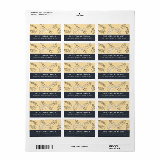 Modern elegant script vreugde winter botanische kl etiket (Full Sheet)