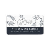 Modern elegant script vreugde winter botanische kl etiket (Voorkant)