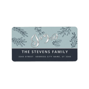 Modern elegant script vreugde winter botanische kl etiket